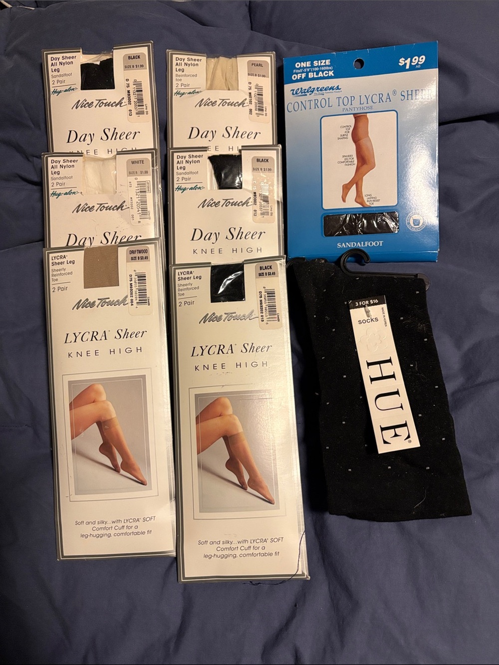Day Sheer & Lycra Knee Highs and HUE Black Socks1 Black 2 pairs in each nice to